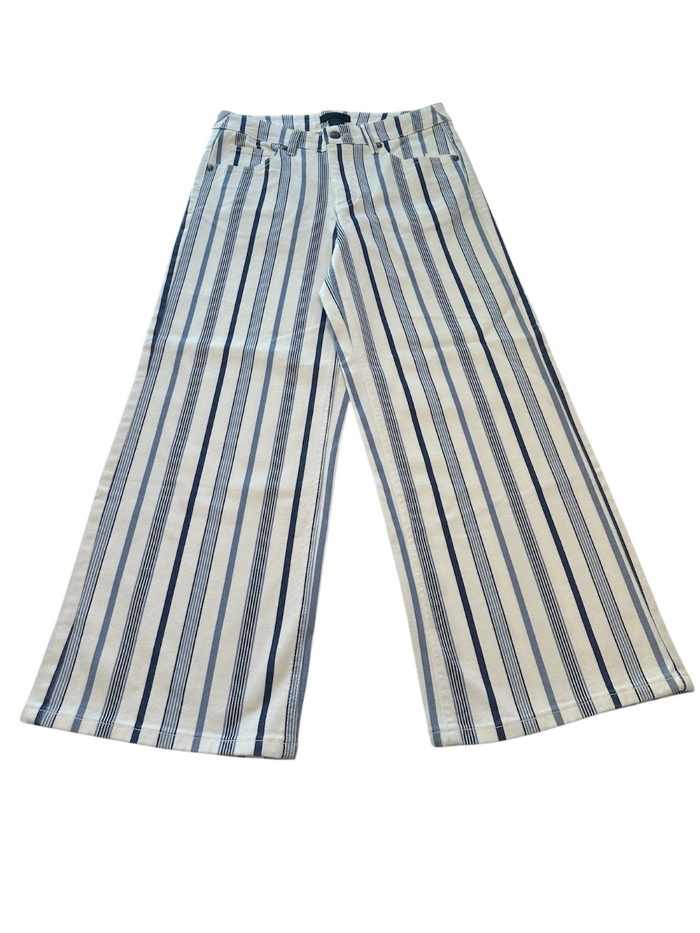 Eric Jeans Wide Leg Cropped High Rise Striped Blue & White NWT Women's Size 6